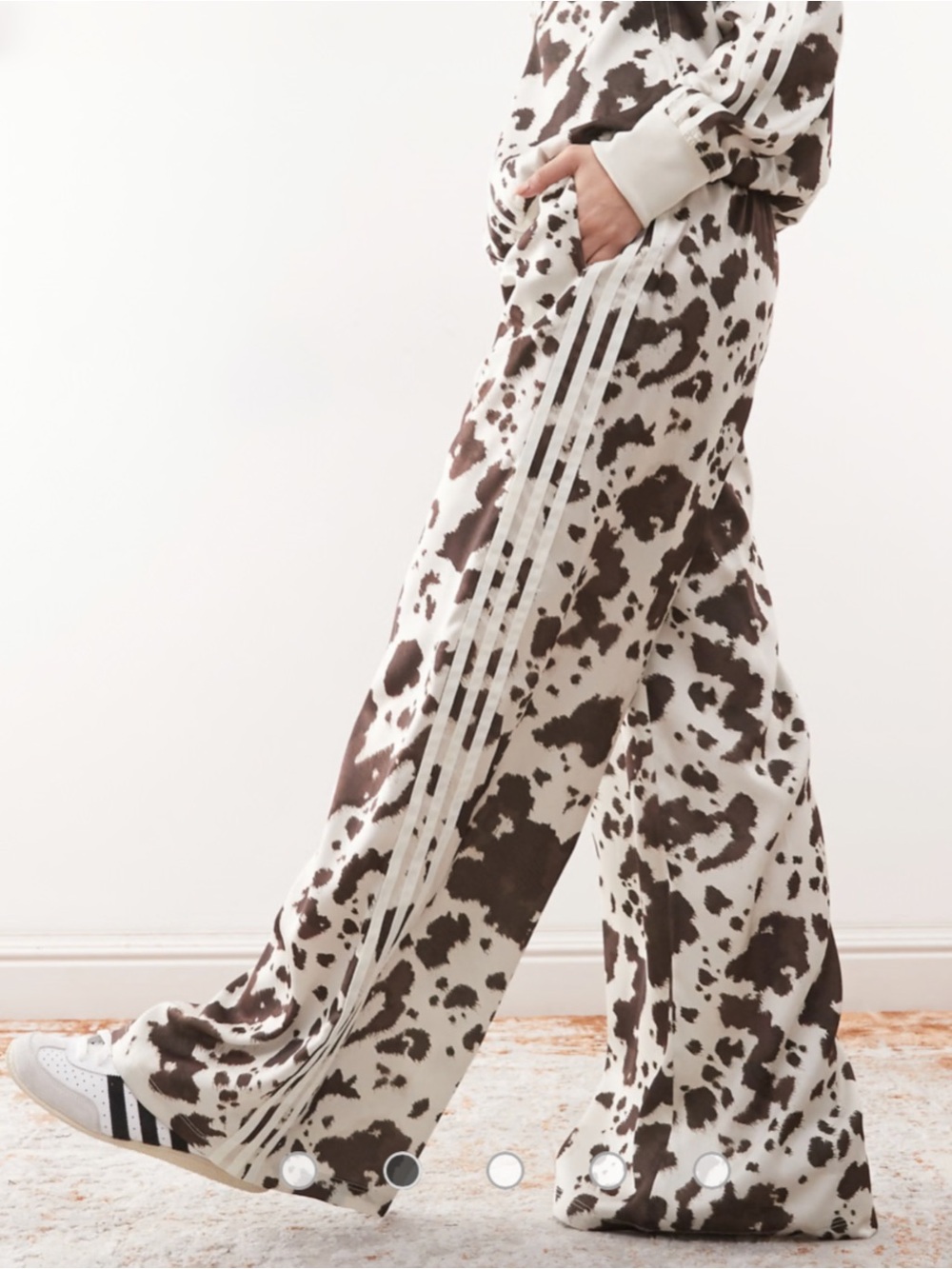 adidas Originals Cow Print Satin Wide Leg Pants • Jacket Set Sold Separately